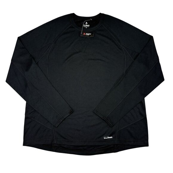LL Bean Base Layer Shirt Mens Size XL Black Midweight Polartec Hiking Camping - Picture 1 of 8
